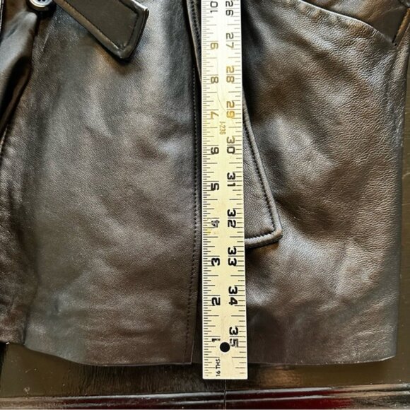 Avenue Black Genuine leather Longer Length Trench Coat Size 22 XL Oversized - Picture 2 of 10